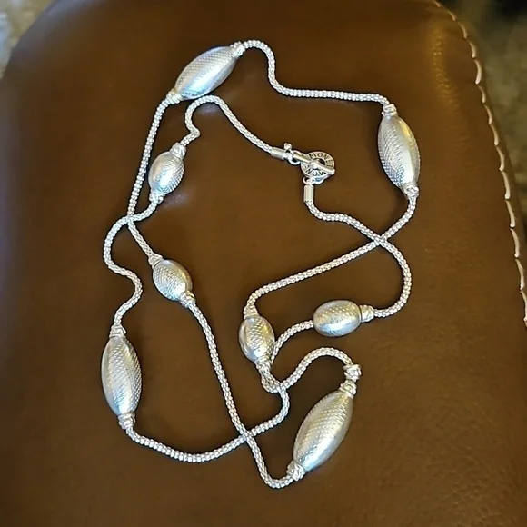 MONET Silvertone Beaded Long Sweater Chain Holiday Necklace - Picture 2 of 6